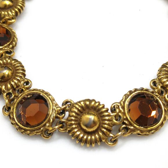 Goldette Light Topaz Rhinestone Link Bracelet, Lucite Rhinestones, 1960s Vintage - Picture 4 of 10